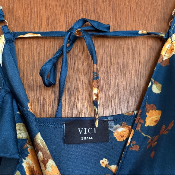 Vici Navy Floral Dress with Yellow Accents - Picture 5 of 6